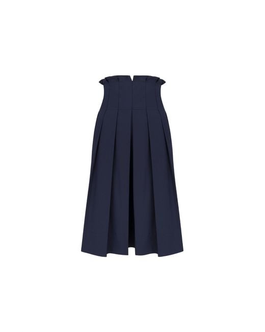 Monica Nera Blue Charlotte Midi Pleated Skirt