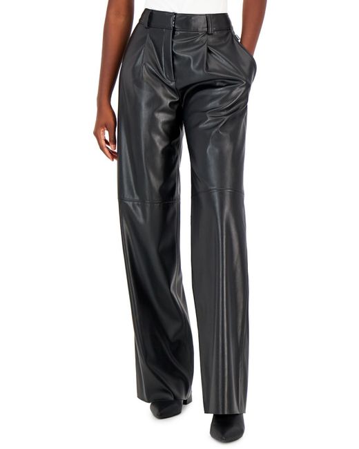 HUGO Black High-rise Faux Leather Trouser Pants