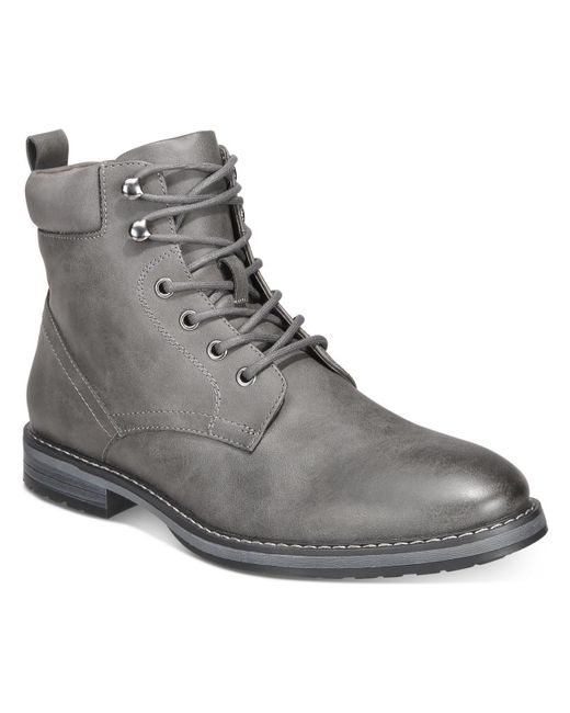 Club Room Gray Westin Faux Leather Lace-up Ankle Boots for men