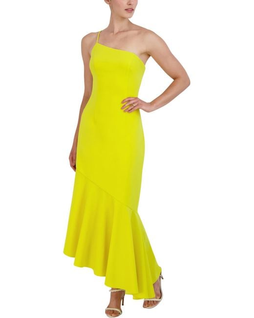 Laundry by Shelli Segal Yellow Asymmetric One Shoulder Evening Dress