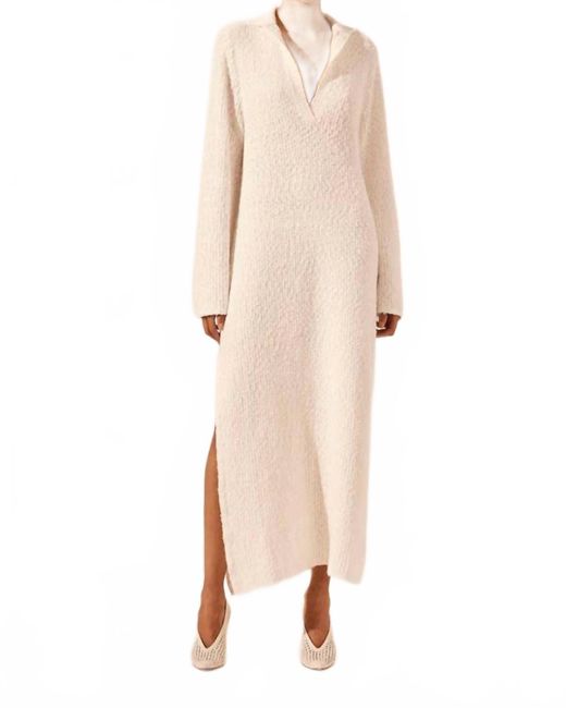 Shona Joy Vaiana Long Sleeve Polo Midi Dress in Natural | Lyst Shona Joy Vaiana Long Sleeve Polo Midi Dress in Natural | Lyst