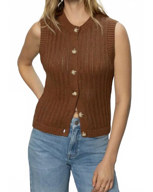 Sanctuary Brown Pointelle Sweater Vest