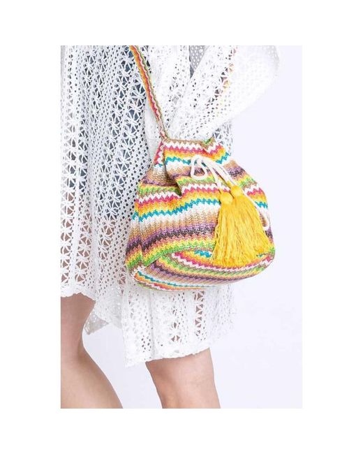 Fashnzfab Multicolor Mix Color Tassel Boho Swing Bucket Bag