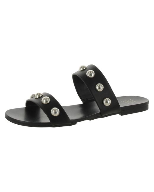 INC Black Galli Faux Leather Embellished Slide Sandals