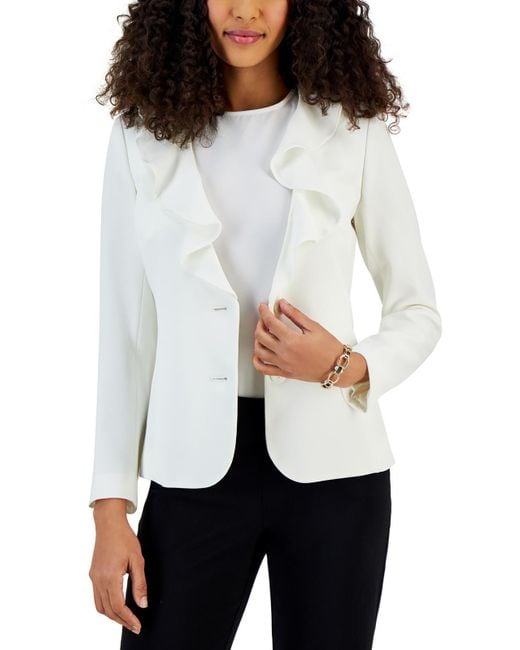 Kasper White Petites Office Suit Seperate Two-button Blazer