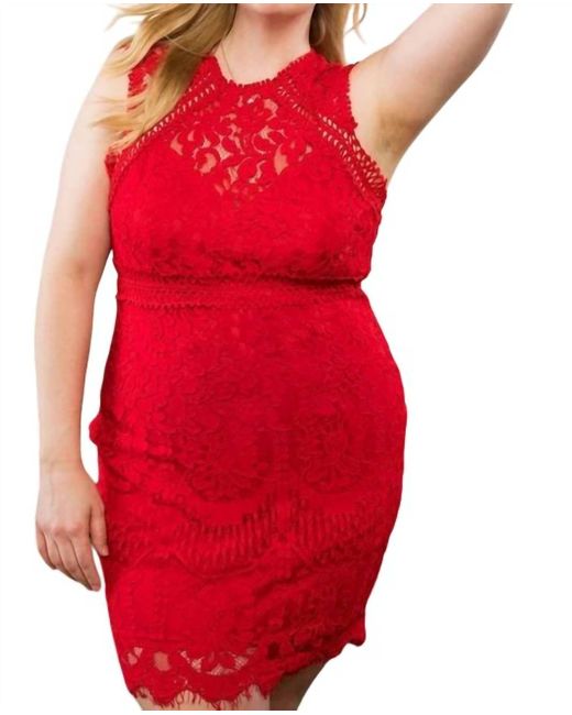 Main Strip Crochet Lace Dress in Red | Lyst