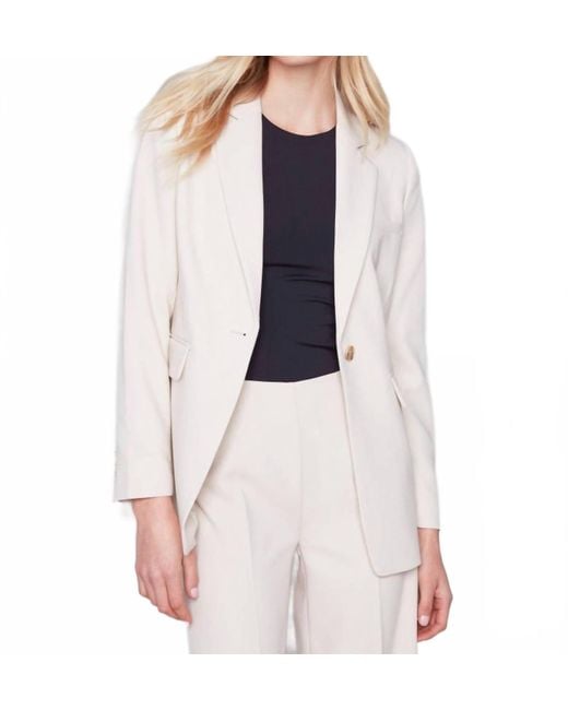 Charlie b White Solid Ruched Back Blazer