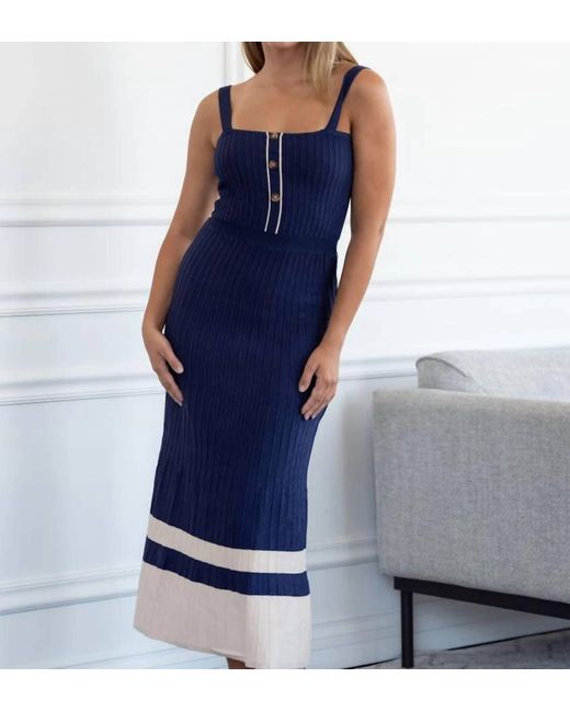 One And Only Collective Blue Victoria Ribbed Maxi Dress