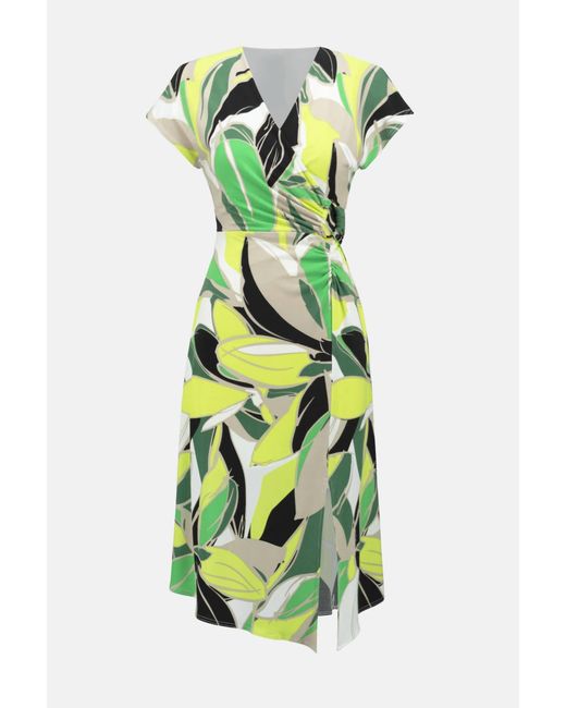Joseph Ribkoff Green Tropical Print Silky Knit Dress