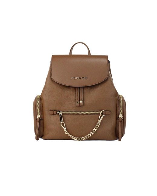 Michael Kors Brown Jet Set Medium luggage Leather Chain Shoulder Backpack Bag
