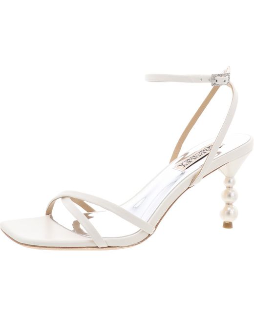 Badgley Mischka Natural Callie Heels Square Toe Ankle Strap