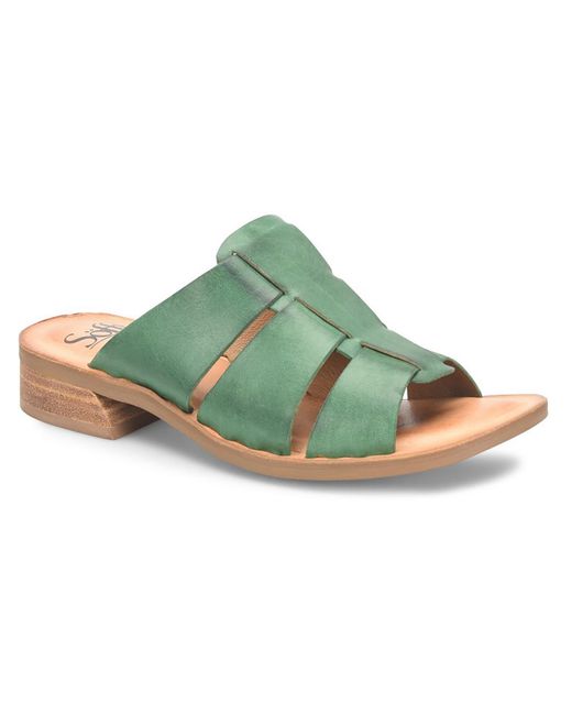 Söfft Green Almeda Leather Slip-on Slide Sandals