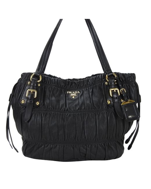 Prada Black Gaufre Leather Tote Bag (pre-owned)