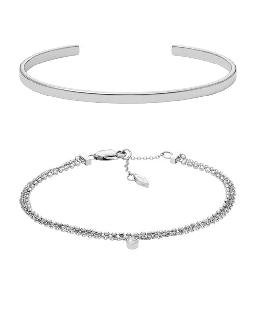 Fossil White Arm Party Stainless Steel Bracelet Gift Set