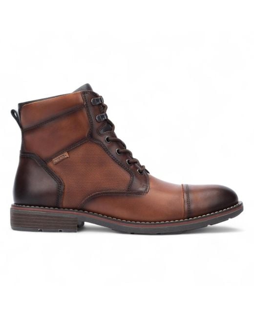 Pikolinos Brown Cuero Leather Zip & Lace Up Ankle Boots for men