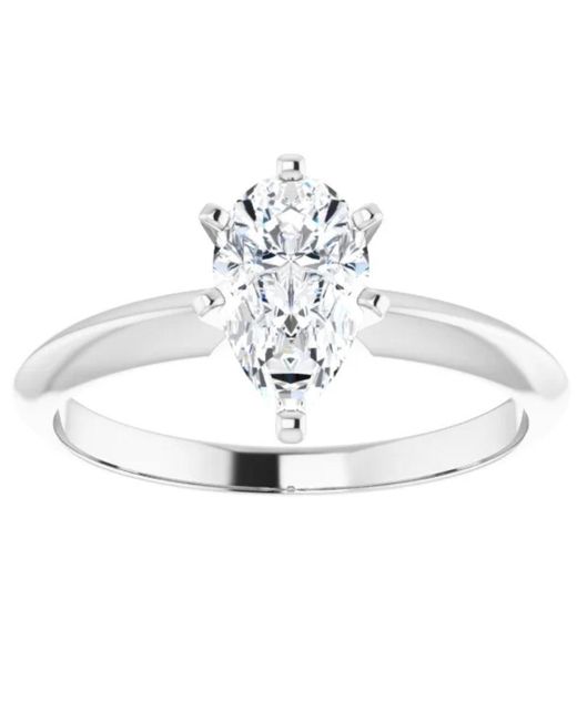 Pompeii3 Metallic 1ct Pear Moissanite Solitaire Engagement Ring 14k White Yellow Or Rose Gold