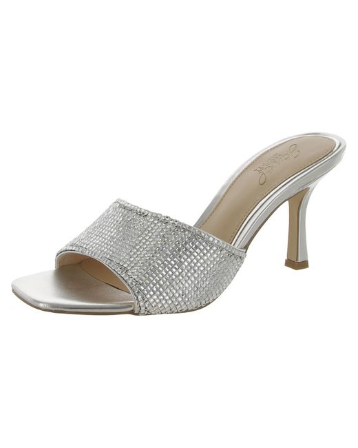 Badgley Mischka Gray Allison Embellished Slip-on Slide Sandals