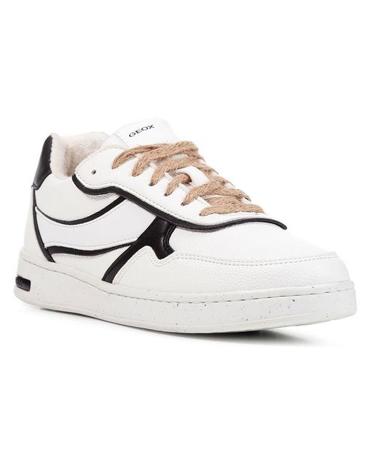 Geox White Jaysen Faux Leather Lifestyle Casual And Fashion Sneakers