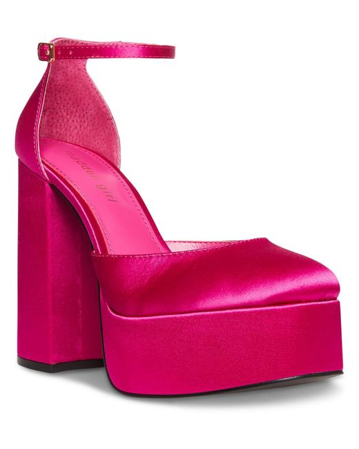 Madden Girl Pink Dion Round Toe Ankle Strap Platform Heels