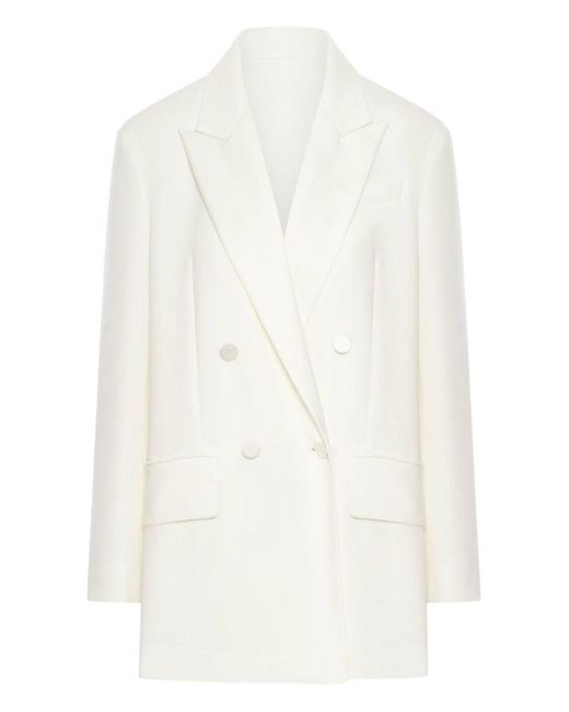 Max Mara White Double-Breasted Gabardine Blazer