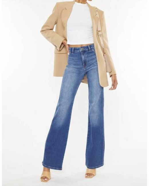 Kancan Blue Allie Super High Relaxed Flare Jeans