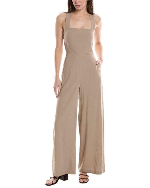 Theory Natural Crossback Linen-blend Jumpsuit