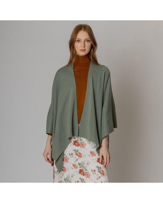 TRUEDAMES Brown Solid Shoulder Strap Ruana Poncho