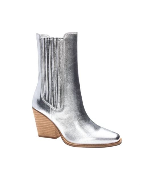 Chinese Laundry White Pointed Toe Pleather Calf Boots
