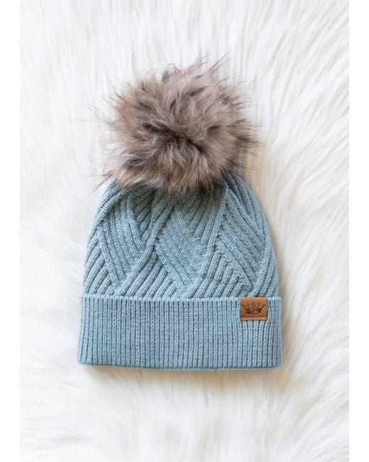 Panache Blue Knit Pom Hat