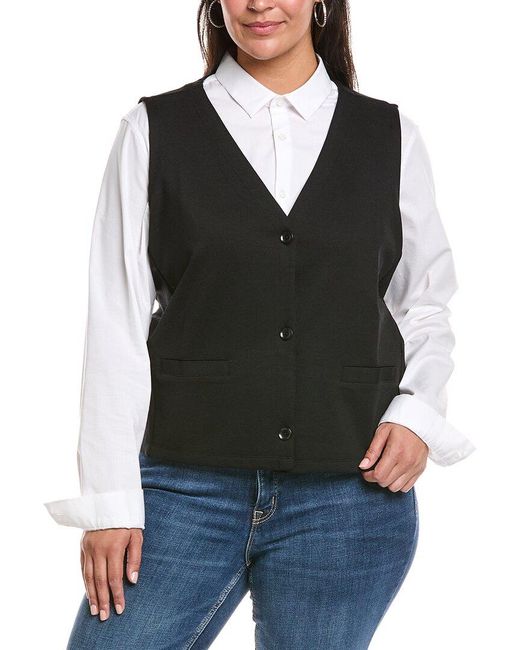Eileen Fisher Black Plus Button Vest