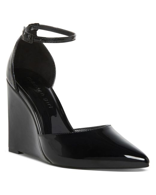 Madden Girl Black Standout Patent Pointed Toe Wedge Heels