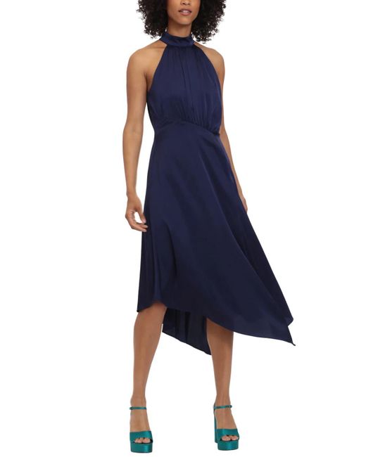 Maggy London Blue Halter Style Midi Dress