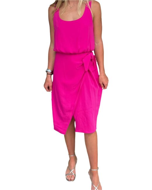 knee length dresses for ladies Lapointe Cream Viscose Sleeveless Tie Waist Midi Dress