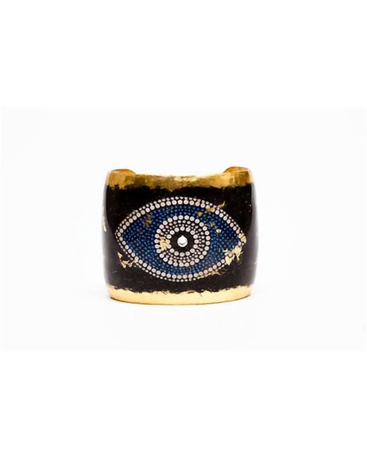 Avenue Chic Black Leaf Evil Eye Cuff