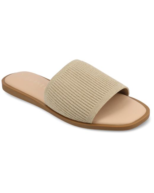 Journee Collection Natural Journee Prisilla Medium And Wide Width Flat Sandals