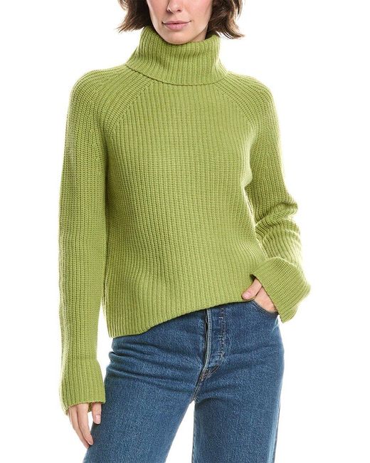 Forte Green Luxe Rib Turtleneck Wool & Cashmere-blend Sweater