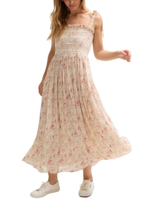Lily and Lionel London Natural Annie Smocked Print Maxi Dress