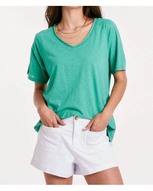 Another Love Green Taylor Relaxed V-neck Slubbed Basic Tee