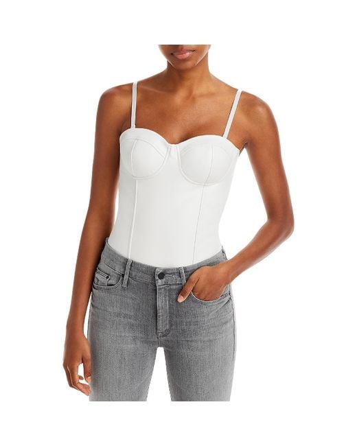 Aqua Women's White Faux Leather Strapless Bodysuit