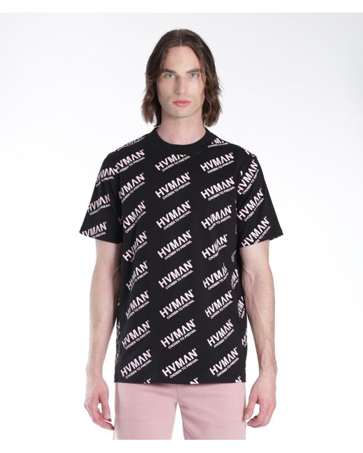 HVMAN Black Novelty Tee Repeat for men