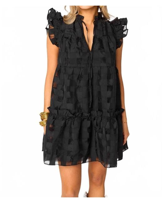 BuddyLove Black Aubrey Ruffle Shoulder Short Dress