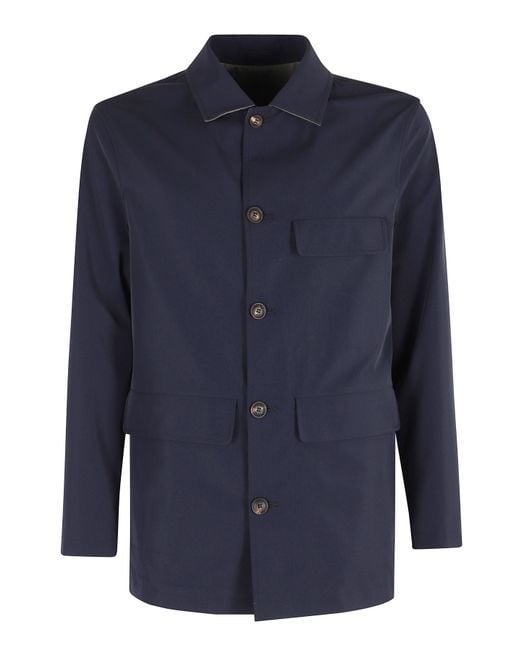 KIRED Blue Midnight Reversible Buttoned Polyamide Jacket for men