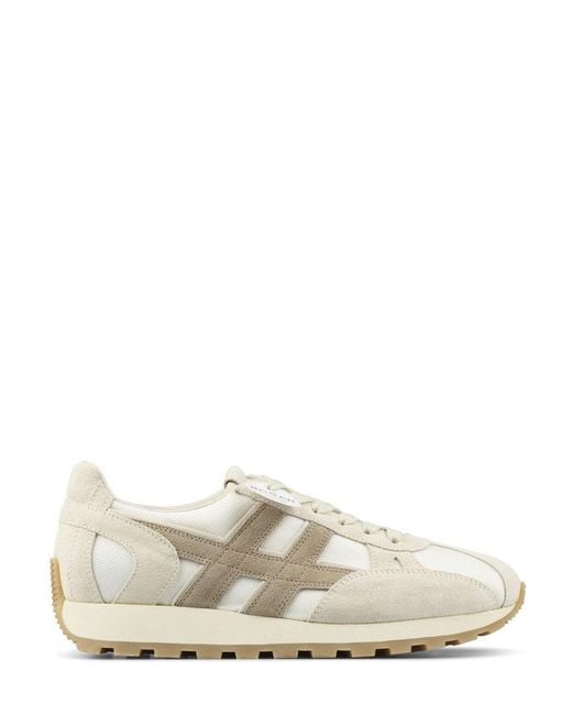 Hogan White Elevated Neutral Sneakers With Textured Detailing for men