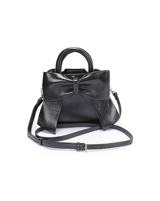 Fashnzfab Black Metallic Bow Tie Top Handle Swing Bag