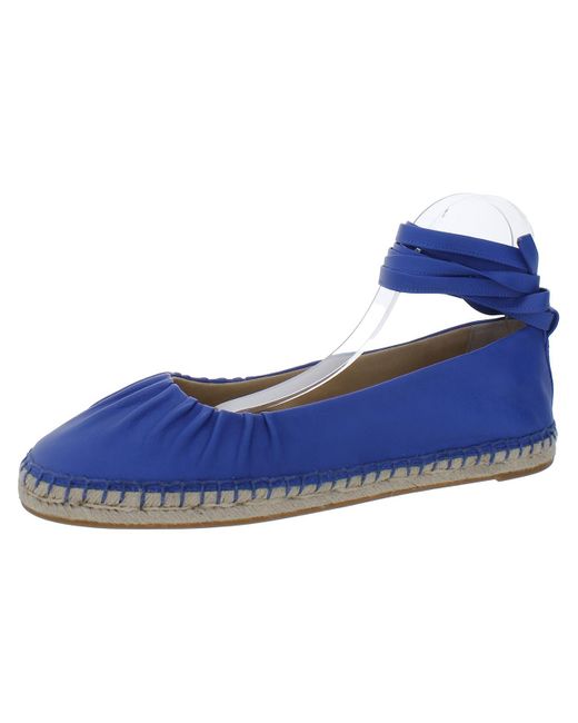 Lauren by Ralph Lauren Blue Cecilia Leather Ankle Tie Loafers