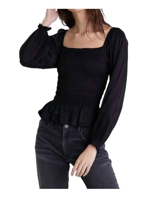 Bella Dahl Blue Long Sleeve Smocked Top