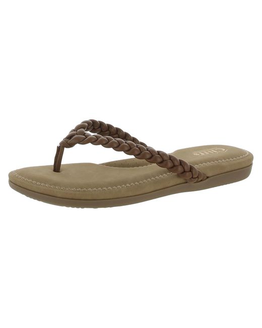 White Mountain Brown Freedom Faux Leather Braided Flip-flops