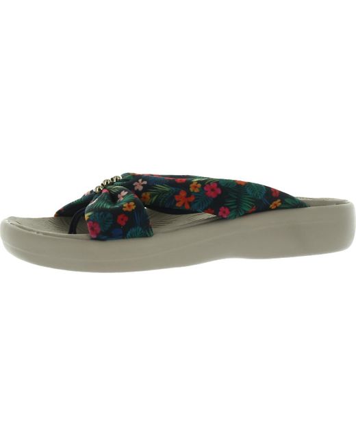 Bzees Green Promise Wedge Thong Slide Sandals