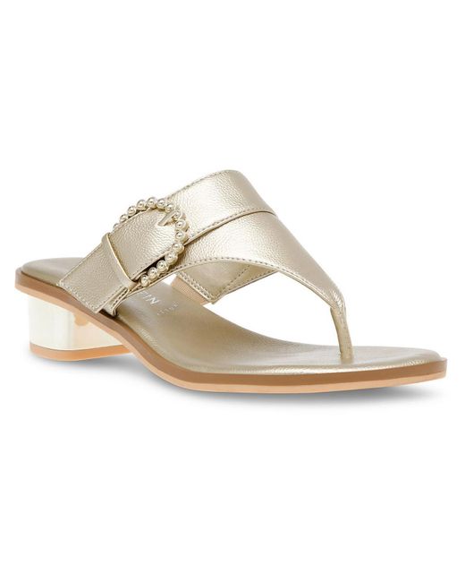 Anne Klein White Tillie Faux Leather Slip-on Slide Sandals