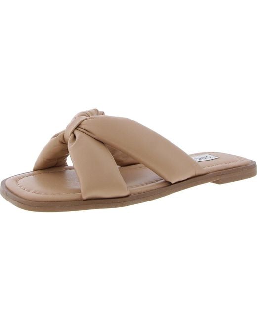 Steve Madden Brown Avianna Criss-Cross Faux Leather Slide Sandals